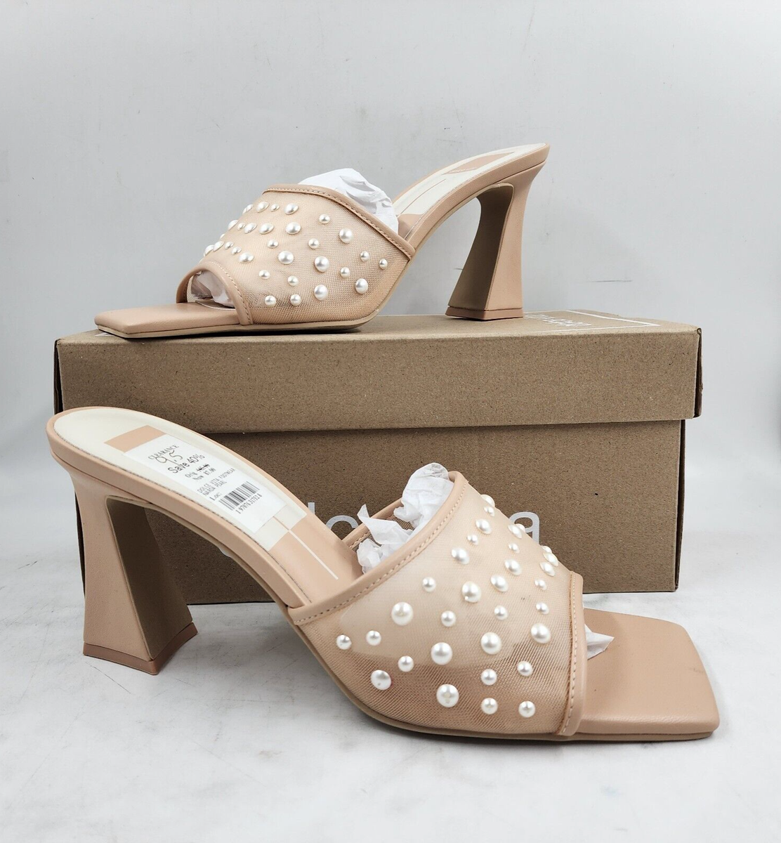 Dolce Vita Narda Pearl Embellished High Heel Sandals Women's