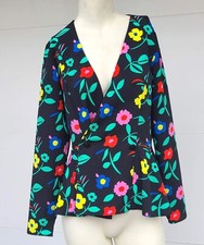 Blusa floral negra colorida de Frida Kahlo de ASOS para mujer US 8 UK 12 - Peplum retro