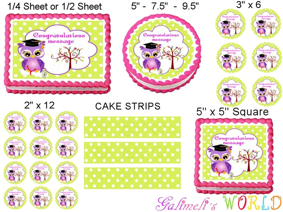 GIRLS OWL Graduation Image 可食用蛋糕装饰 — 第 2/2 张图片