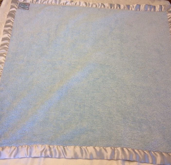 Blankets And Beyond Blue White Baby Lovey Patch Satin Trim Foto 4 de 4