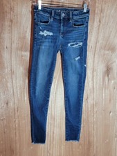 american eagle jeans womens size 0 jegging distressed next level stretch blue