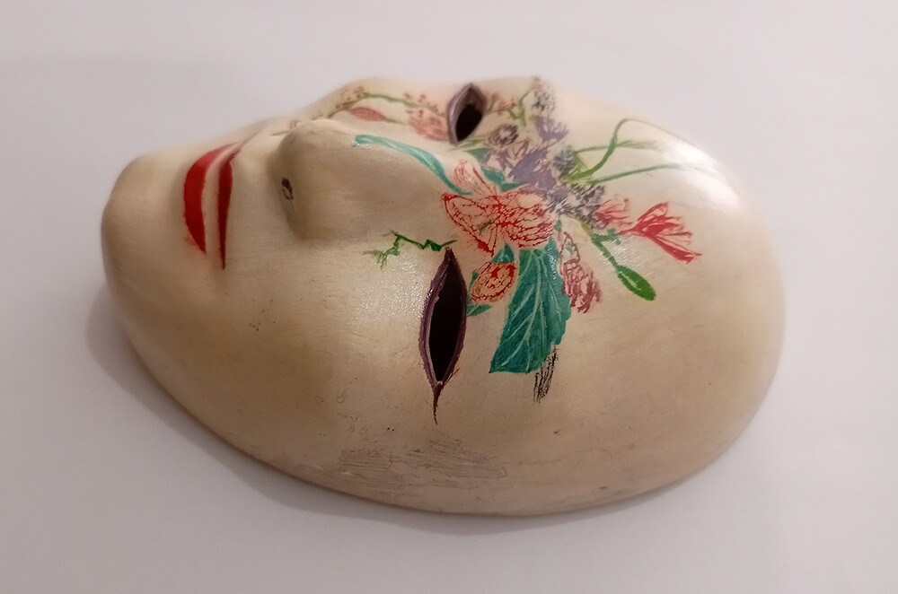 Plaster Art Face Wall Mask Decorative Hanging Vintage Flower