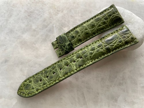Sangle De Montre Cuir Crocodile 20/18mm - Vert Poli, Boucle, Compatible Omega/Rolex/Breitling - Neuf Sans étiquette