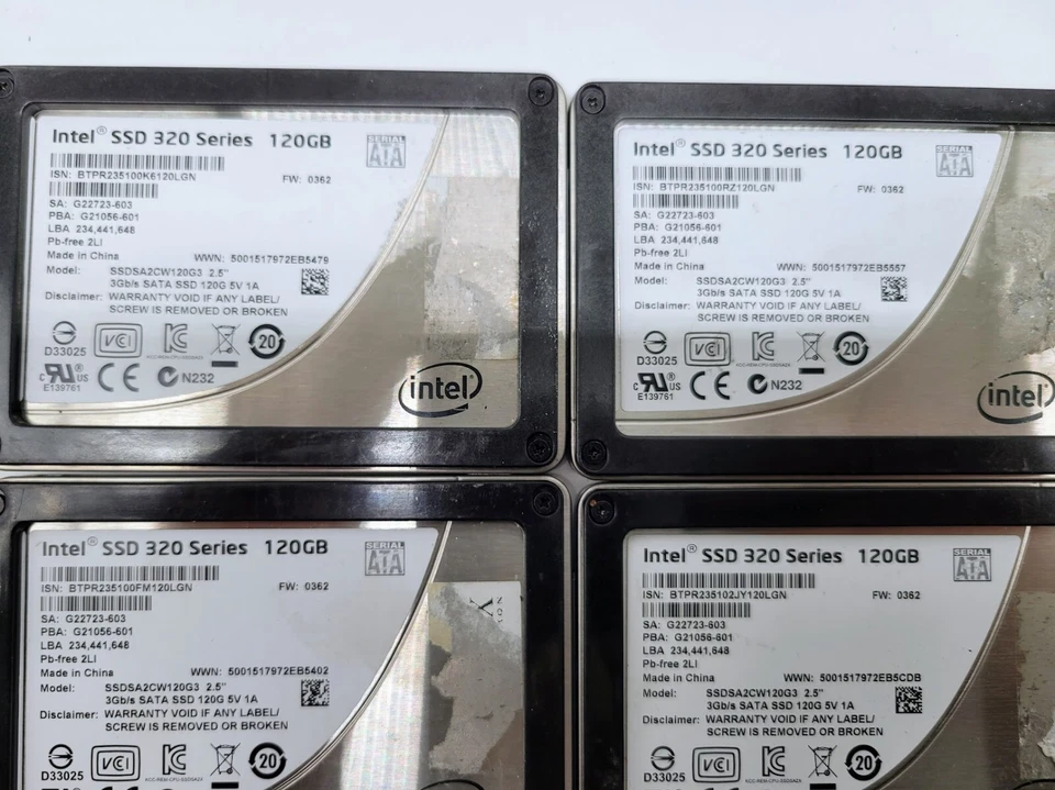 Lote de 8 Intel 320 y S3520 series 120 GB 2.5" SATA consultar la descripción Foto 3 de 4