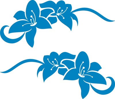 Autoaufkleber BLAU Ranke Blüten Blumen Auto Aufkleber tattoo 2er Set 20cm