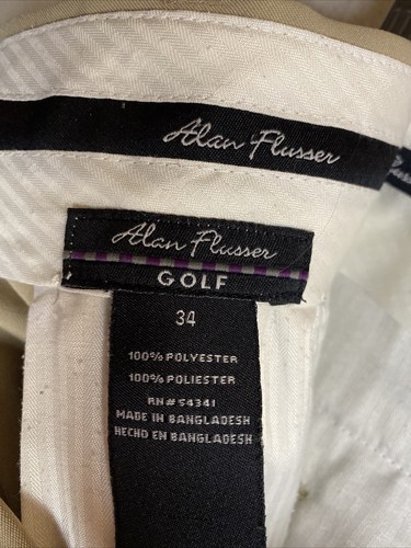 Alan Flusser Beige Pleated Golf Shorts Men's Size 34 Beige Shorts - Picture 3 of 5