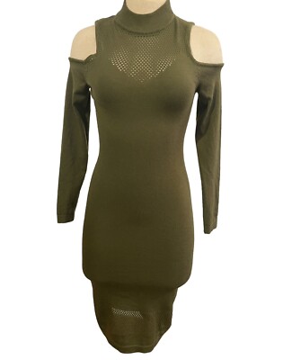 Nicki Minaj S Olive Green Knit Cold Shoulder Longsleeve Bodycon Midi Dress