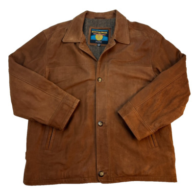 Adventure Bound Originals Leather Jacket Men's Size XXL Brown Pre-owned