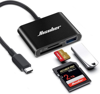 Hicober USB-C to SD/MicroSD Card Reader Adapter 2TB for MacBook Android PC