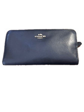 Vintage Coach Carriage Logo Black Leather Long Wallet Zip Around Snap 16 Card