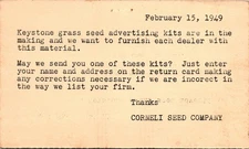 St. Louis, MO Corneli Seed Company Keystone Grass Seed Advert Postal Card P816