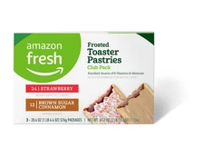 AMAZON FRESH FROSTED TOASTER PASTRIES CLUB PACK 24 CT STRAWBERRY & 12 CT BROWN 