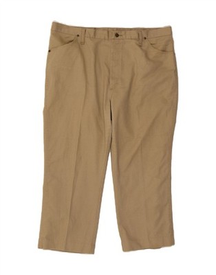 RUSTLER Mens Straight Cropped Trousers W42 L25 Beige CC12