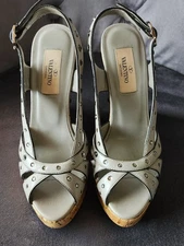 Valentino rhinestone studded platform wedges sandals heels, U.S. 5, EU 35, EUC