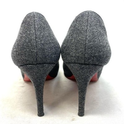 Christian Louboutin Wool Grey High Heels 6cm Heel Size 23.5cm Pre