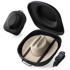 Large Black Hard Shell Hat Travel Storage Case Holds 2 Cowboy Hats