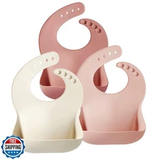 PandaEar Silicone Bibs for Babies Toddlers Girls| Adjustable Waterproof BPA F