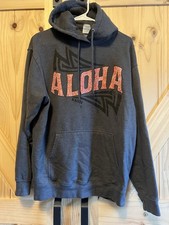 Port and Company Grey Hoodie with Red Aloha Design Kauai EUC Size L Hawaii Vaca