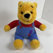 Vintage 1997 Winnie The Pooh Talking Plush Bear Blue Overalls Red Shirt Works