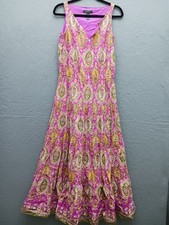 Lauren Ralph Lauren Women 2 Dress Purple Paisley Sleeveless Maxi Summer Party