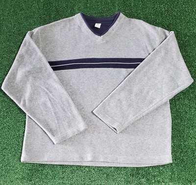 Vintage Gap Factory Store Fleece Sweater Mens XL - Long Sleeve V Neck - Gray