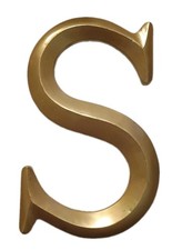 Wall Art Gold Color Capital Letter "S" 12.5" x 7 3/4" Home Decor Plaque Vtg