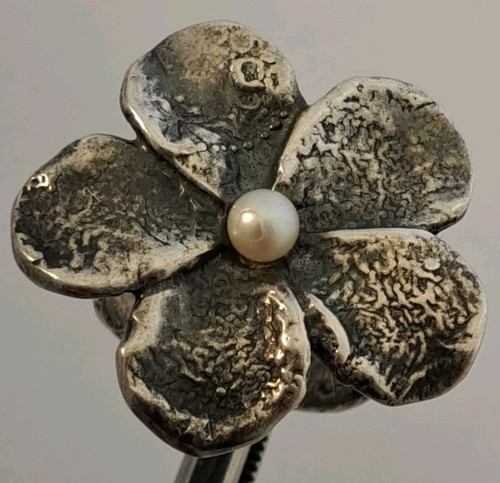 Shablool Didae Sterling Silver FLOWER PEARL STATEMENT Ring size 11 Israel - Picture 9 of 10
