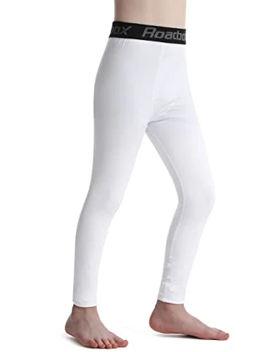  Boys Thermal Pants, 2 Pack Kids Fleece Lined Leggings, Youth Small Black+white - Image 3 of 4