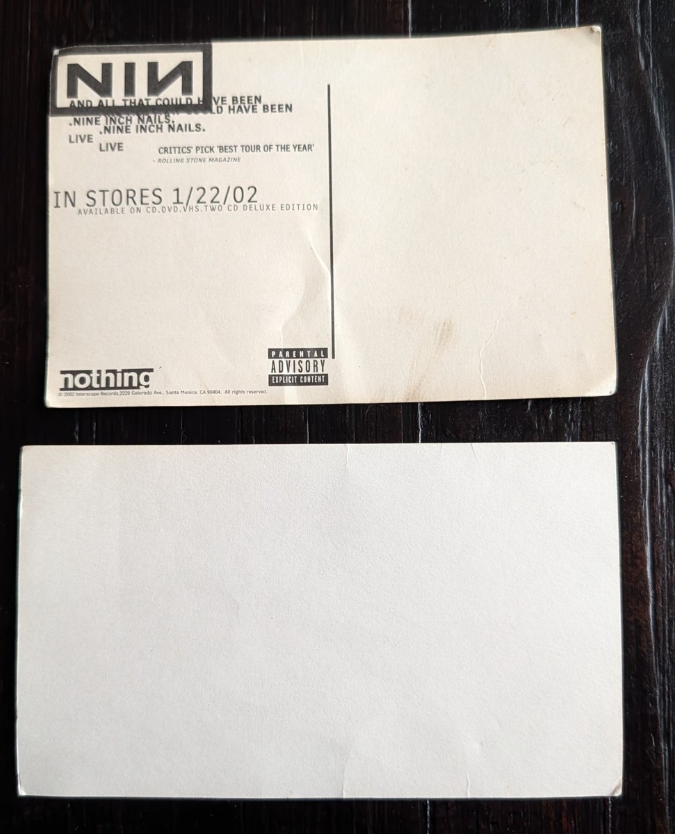 【希少】NINE INCH NAILS PROMO REEL '89 - '94 Nine Inch Nails 2 Promo Fan Club Postcards 1994 & 2002 Downward