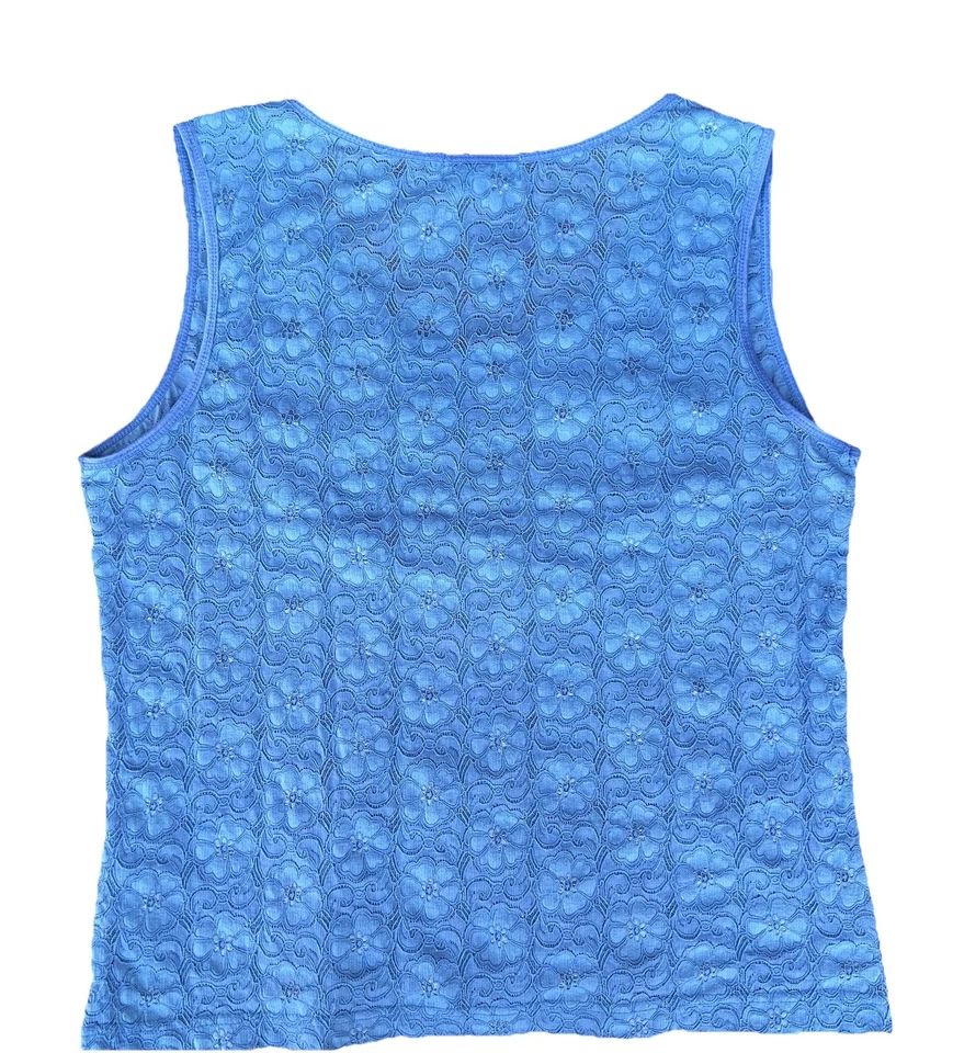 Y2K Mujer XL Babydoll Cami Top Floral Encaje Bebé Azul Forro Femenino Vaquera Foto 2 de 4