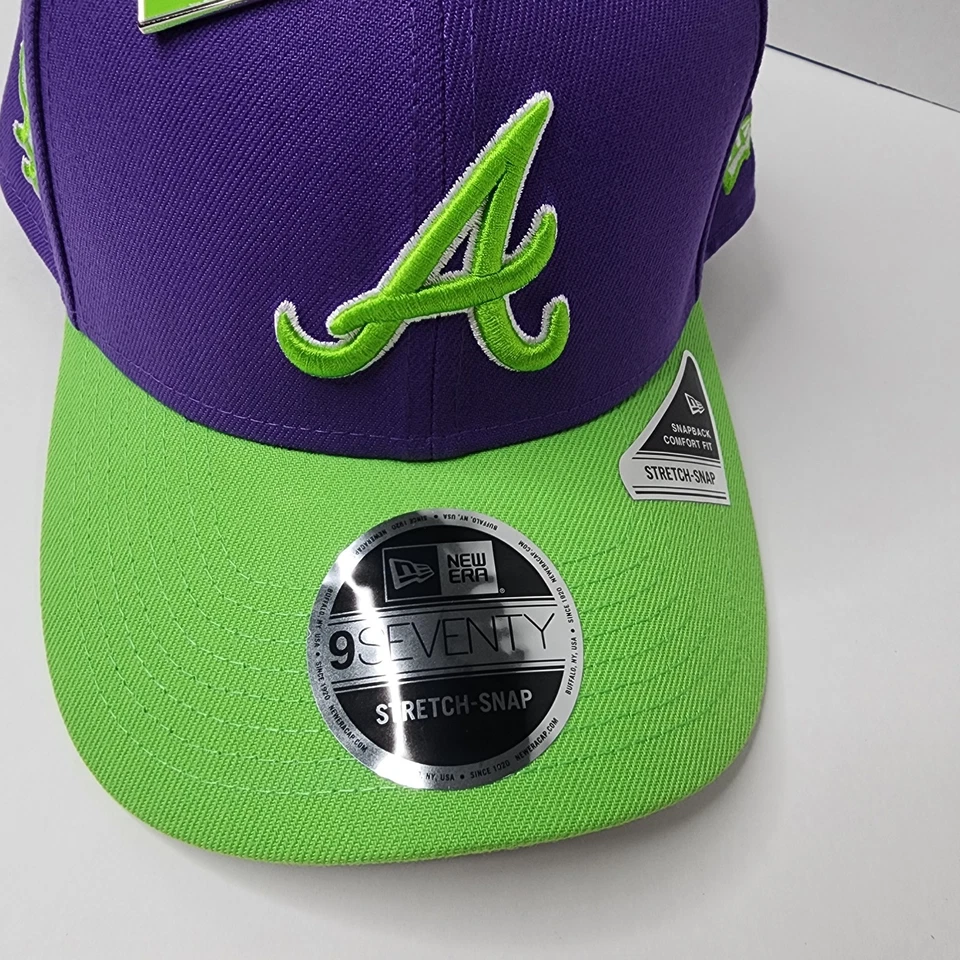 Big League Chew Atlanta Braves New Era Snapback Hat Enamel Pin MLB Purple Green - Image 2 of 4