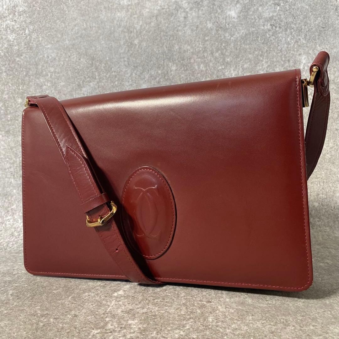 CARTIER Shoulder bag Must Line Bordeaux Flap Vintage Authentic From Japan