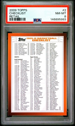 2009-10 Topps Stephen Curry ROOKIE Hobby Checklist 2 of 3 PSA 8 Nm/mt