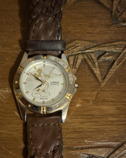 Lorus Disney Mickey Mouse Quartz Watch Brown Braided Leather Strap Band