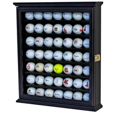 49 Golf Ball Display Case Cabinet Wall Rack Holder Solid Wood Frame with 98% UV