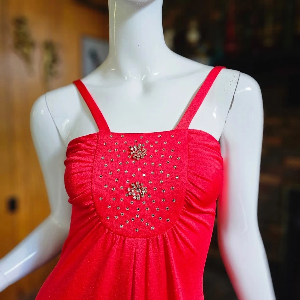 Maxi Vestido Vintage Años 70 Disco Endora Chifón Transparente Chal Capa Hechizado S/M Foto 3 de 4