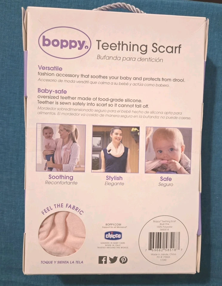 Bufanda Boppy Teething Infinity grado alimenticio mordedor de silicona rubor rosa Foto 2 de 4