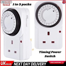 24 Hour 24HR Timer Switch Mains Plug in Clock UK Socket 3 Pin Plug 13A