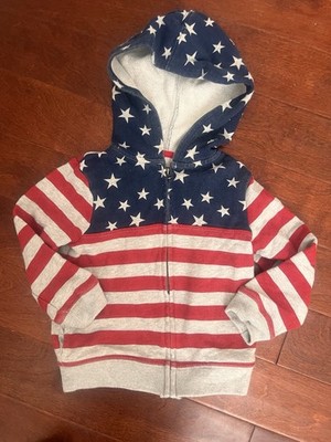 OshKosh B'gosh Size 24M Stars & Stripes Full-Zip Cotton Hoodie USA!