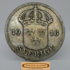 1916 Sweden Silver 50 Ore - #C53405NQ