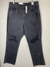 Judy Blue Jeans Womans 18W Black High Waist Rigid Magic Distressed 90's Straight