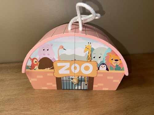 2023 Wood Toy Zoo Animals Carry Case Ningbo Giant Tiger Wooden Travel Play Set