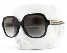 Coach Sunglasses Polished Black on Pale Gold Arms Gray HC 8395U 50023C with Case