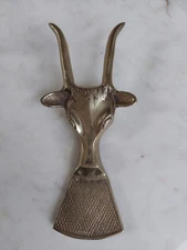 Vintage Solid Brass Bull Steer Longhorn Boot Jack Shoe Puller 