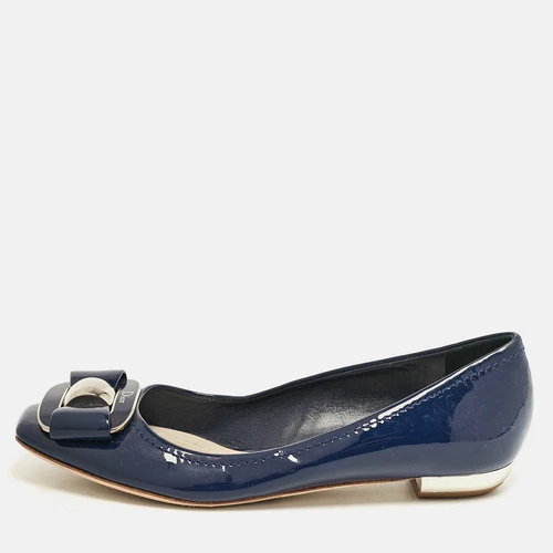 Ballerines Dior en cuir verni bleu taille 35,5