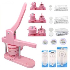 3in1 Button Maker Machine 25 32 58mm Pin Badge Press Kit 300pcs Parts Pink