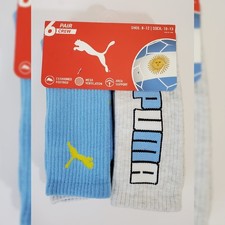 PUMA CREW CALCETINES HOMBRE 6 PARES TALLA ZAPATO 8-12 CALCETÍN 10-13 FÚTBOL ARGENTINO