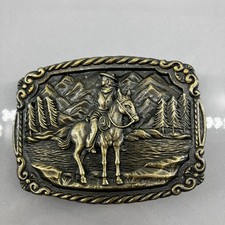 Vintage Western Belt Buckle Cowboy On A Horse