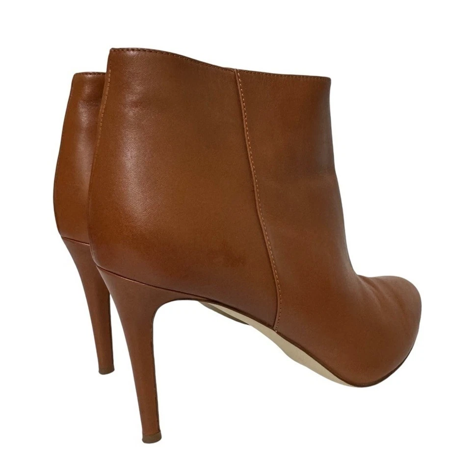 J. Botas al tobillo Crew para mujer marrón cuero italiano punta en punta tacón alto talla 11 Foto 4 de 4