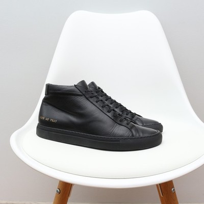Men's Common Projects Achilles Mid 1529 7547 Black Leather Sneakers EU40 US7 UK6